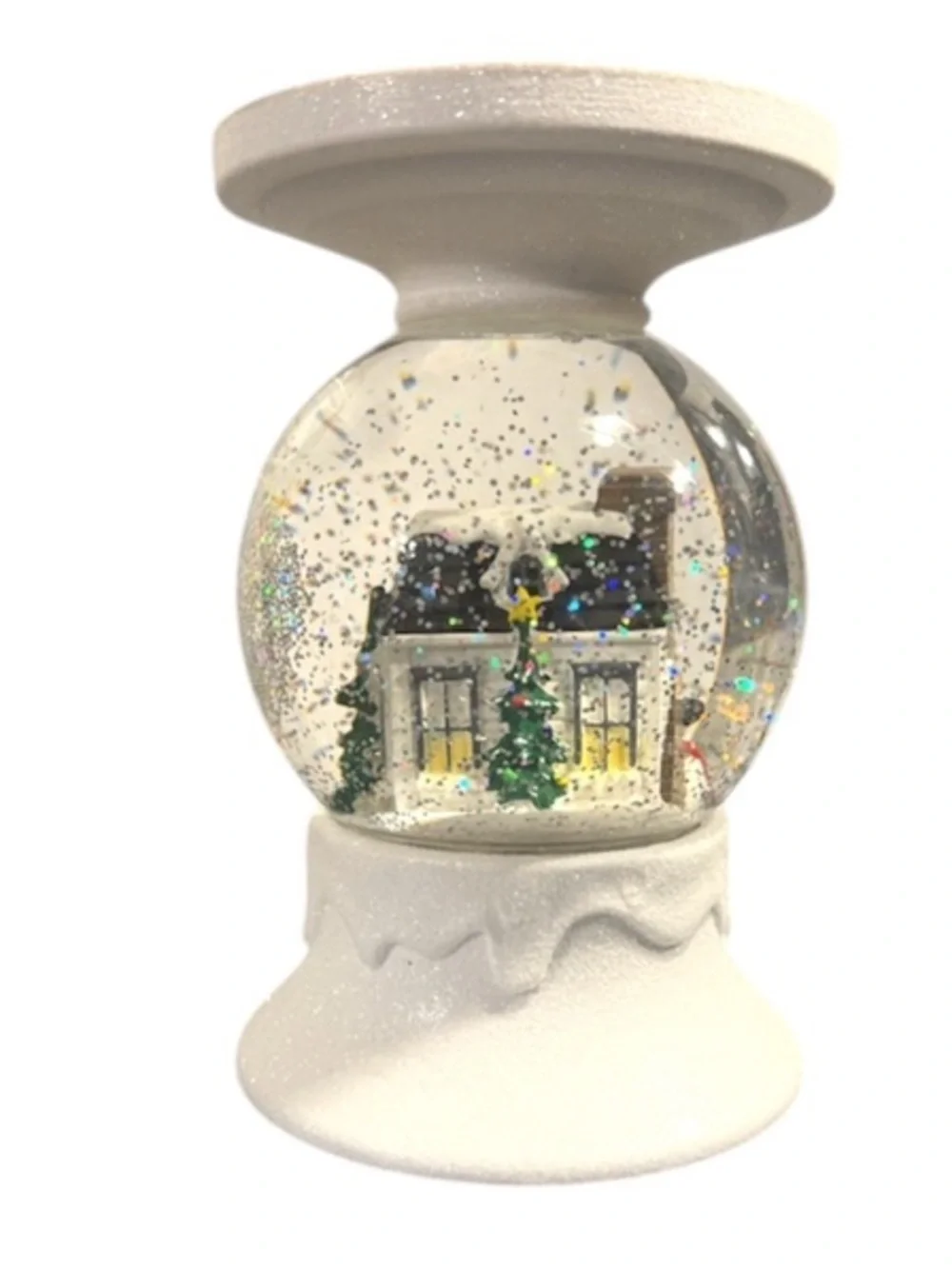 Water Globe Winter House Candle Holder - Picture 4 of 5